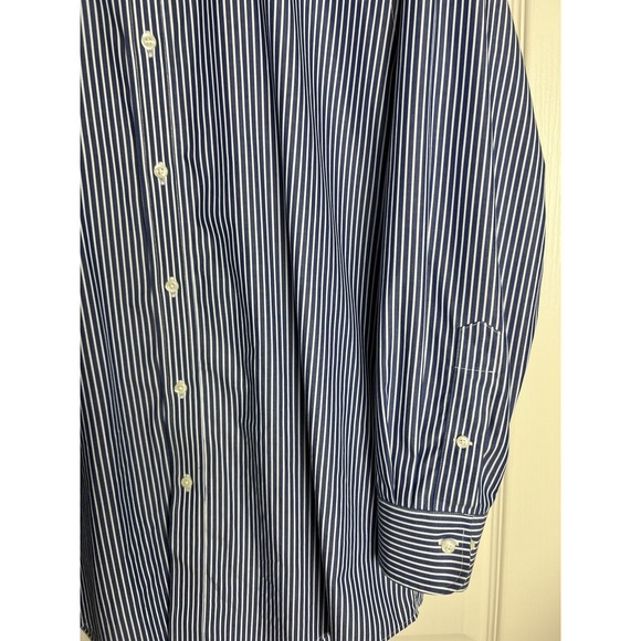 Lauren Ralph Lauren Mens Dress Shirt Size 16 1/2  32/33 Slim Fit Blue Stripe F18 - Picture 6 of 12